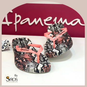 Sandalias Ipanema basicas estampado serpiente negro rosado blanco