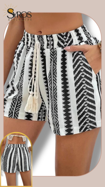 Short playero estampado Negro con Blanco Talla S/L