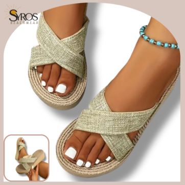 Flip Flop Sandalia con cuña ligera con tiras color beige
