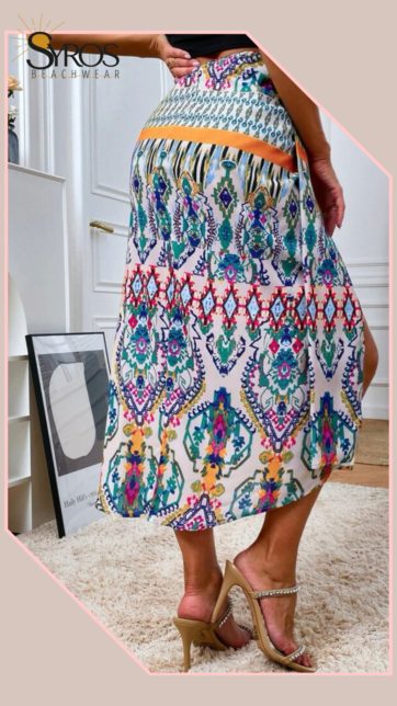 Falda estampada colorida abertura lateral Talla M