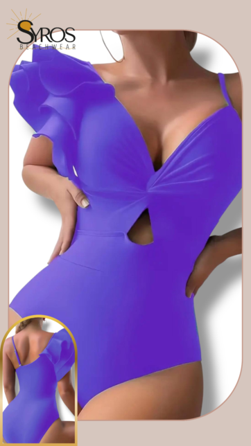 Entero lila con hombro faralado abertura pequeña en cintura