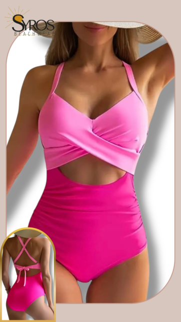 Entero rosa y fuccsia con abertura en abdomen cruzado en busto