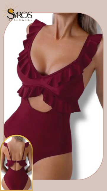 Enterizo vinotinto con volante hombros y busto