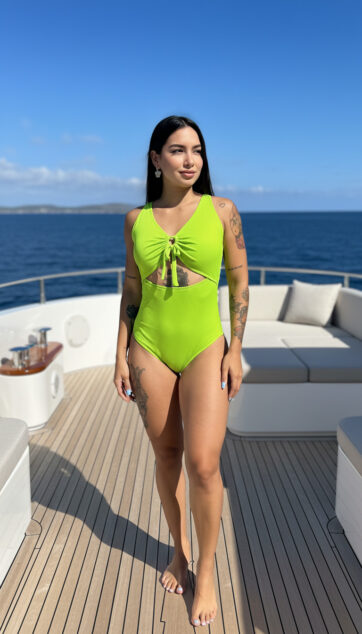 Entero verde manzana abertura en abdomen ajustable en busto