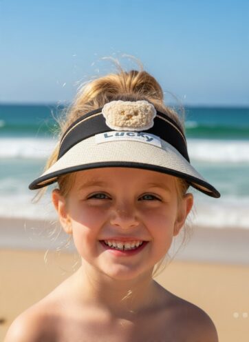Visera Beige con Negro Osito elastico ajustable Lucky