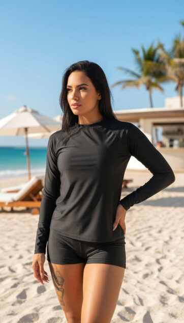 Tankini manga larga Short negro