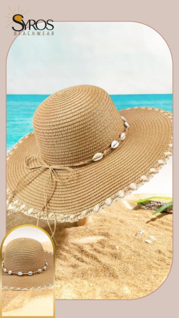 Sombrero beige decoraco con caracoles