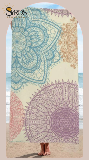 Toalla microfibra cepillada mandalas fondo claro