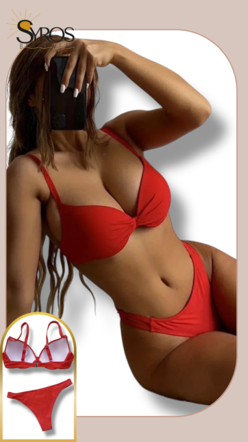 Push Up rojo drapeado en copa panty completa