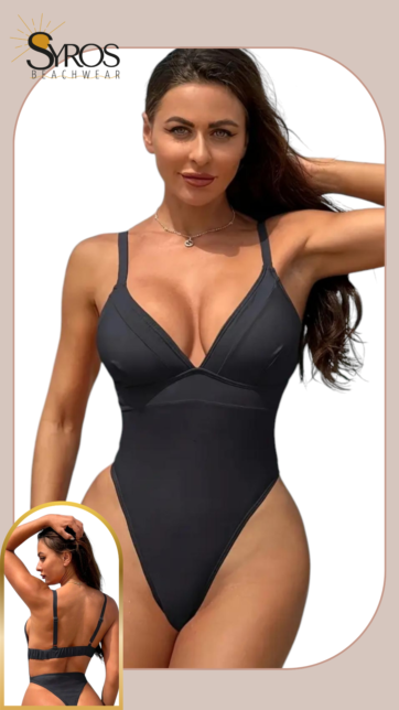 Entero negro semihilo ajustable elatico en espalda descubierta