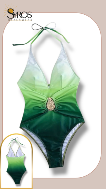 Entero verde degrade hebilla dorada en cintura amarrado al cuello