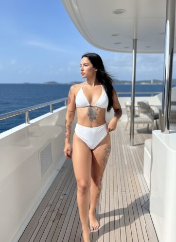 Bikini Blanco panty alta arruche
