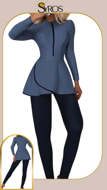 Burkini tankini 2 piezas negro con gris