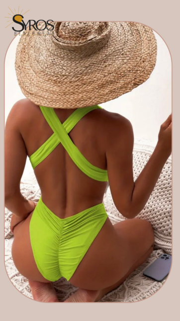 Entero Verde manzana espalda cruzada ruche en panty