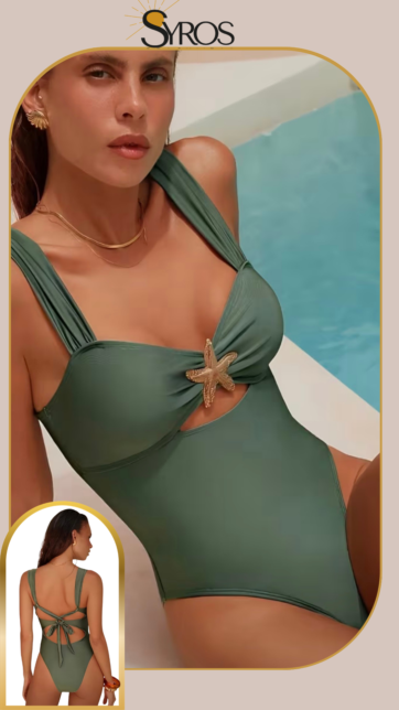 verde oliva broche estrella en busto