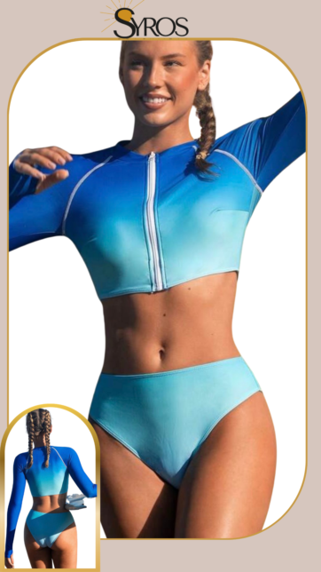 Tankini panty Manga Larga azul degradado
