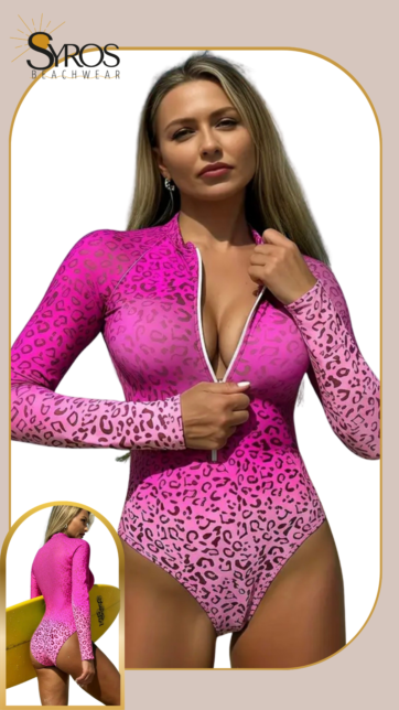 Enterizo manga larga animal print fucsia degradado