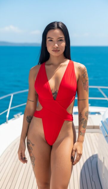 Entero Rojo espalda cruzada ruche en panty