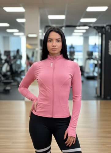 Chaqueta deportiva Rosa palo entallada UV Tummy Control